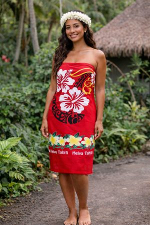 paréo vahiné rouge