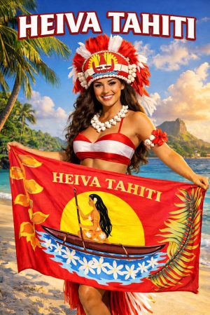 Vahiné avec paréo rouge